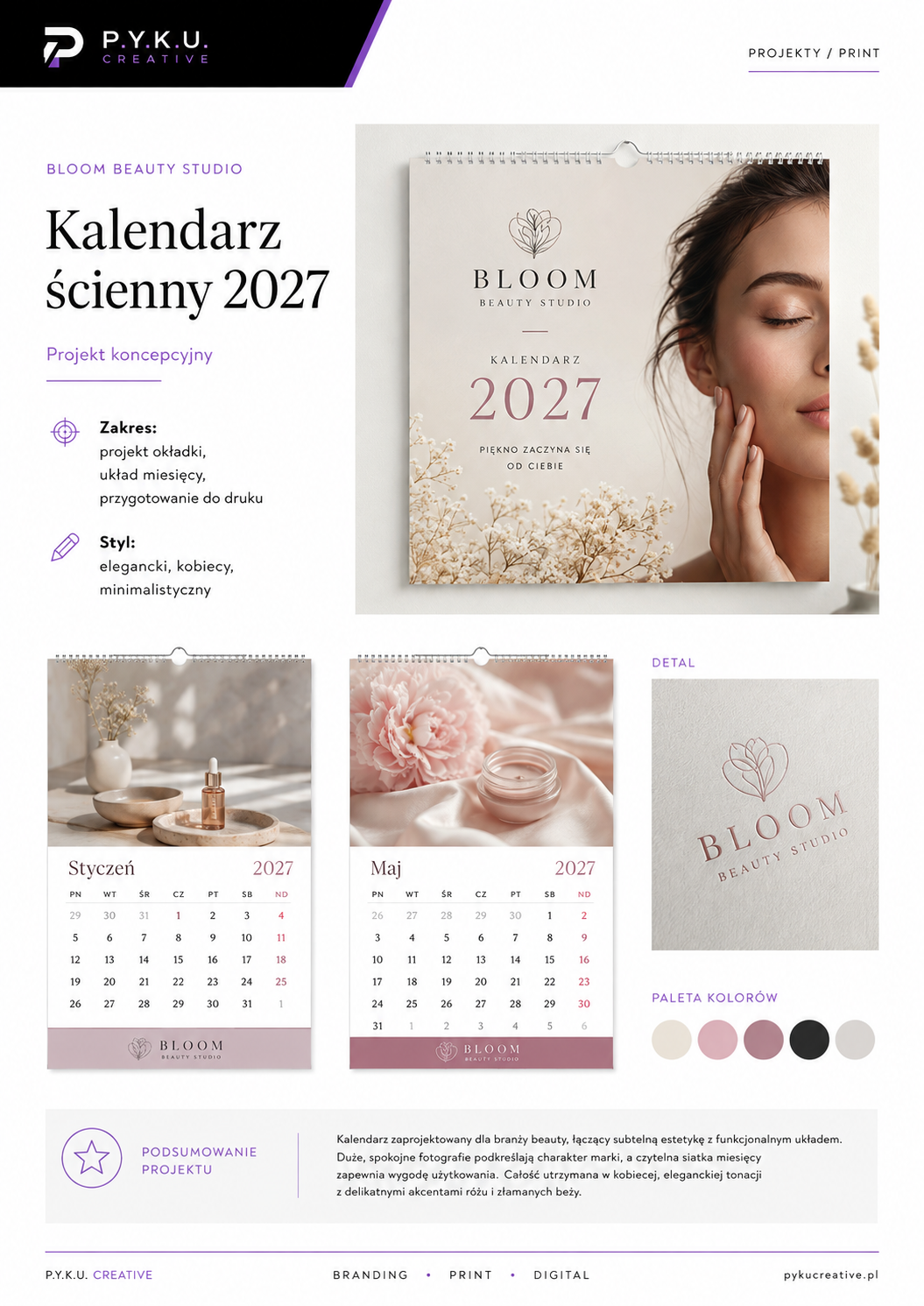Pełna prezentacja kalendarza Bloom Beauty Studio